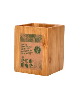 Cubilete portalapices liderpapel bambu 100% natural ecouse cuadrado 80x80x100 mm
