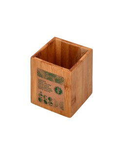Cubilete portalapices liderpapel bambu 100% natural ecouse cuadrado 80x80x100 mm
