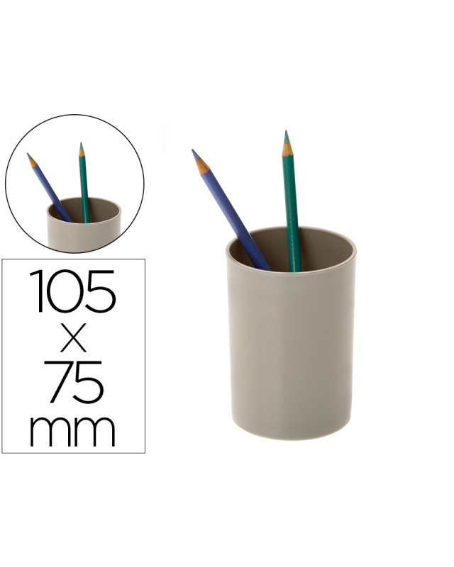 Cubilete portalapices archivo 2000 gris opaco plastico 100% reciclado diametro 75 mm alto 105 mm