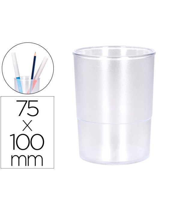 Cubilete portalapices q-connect transparente plastico diametro 75 mm alto 100 mm