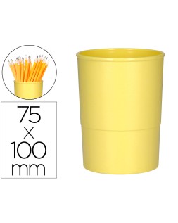 Cubilete portalapices q-connect amarillo pastel opaco plastico diametro 75 mm alto 100 mm