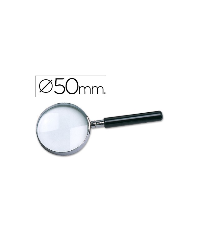 Lupa q-connect cristal aro metalico mango plastico negro 50 mm