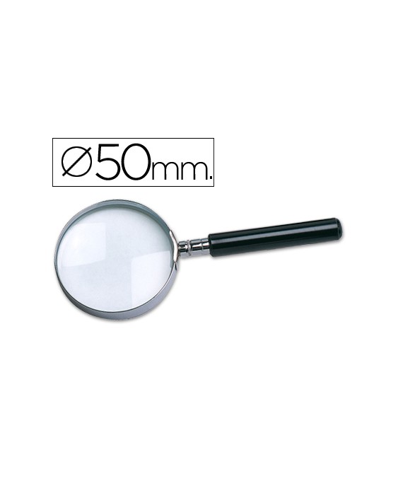 Lupa q-connect cristal aro metalico mango plastico negro 50 mm