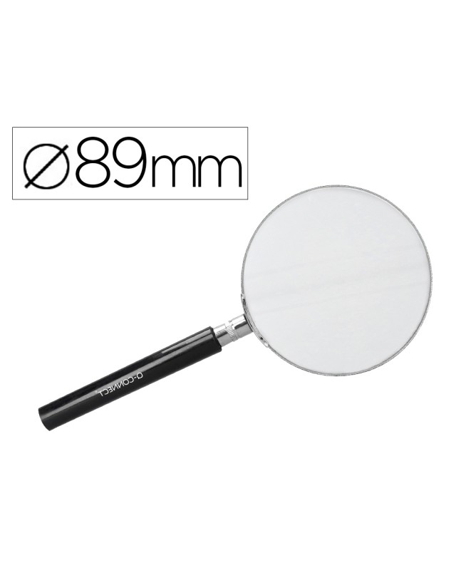Lupa q-connect cristal aro metalico mango plastico negro 90 mm