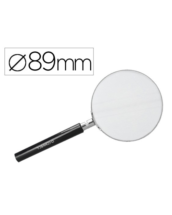 Lupa q-connect cristal aro metalico mango plastico negro 90 mm