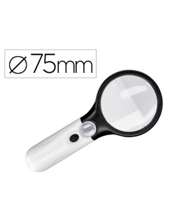 Lupa q-connect electrica aro abs 75 mm 3 aumentos 3 bombillas led lente 70 mm