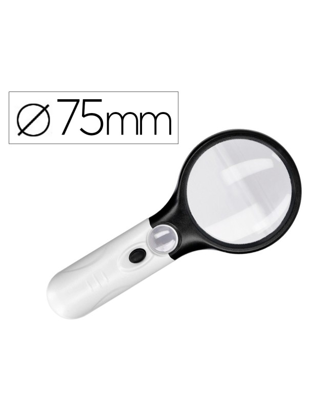 Lupa q-connect electrica aro abs 75 mm 3 aumentos 3 bombillas led lente 70 mm