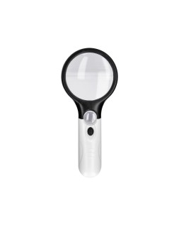 Lupa q-connect electrica aro abs 75 mm 3 aumentos 3 bombillas led lente 70 mm