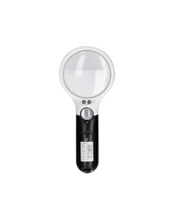 Lupa q-connect electrica aro abs 75 mm 3 aumentos 3 bombillas led lente 70 mm