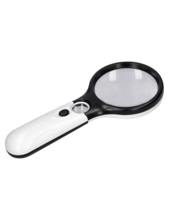 Lupa q-connect electrica aro abs 75 mm 3 aumentos 3 bombillas led lente 70 mm
