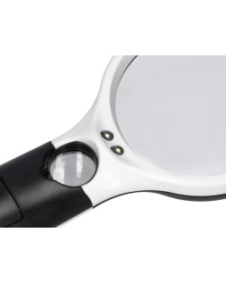 Lupa q-connect electrica aro abs 75 mm 3 aumentos 3 bombillas led lente 70 mm