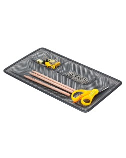 Organizador sobremesa bandeja metalica q-connect rejilla negra con 4 departamentos 315x20x175 mm