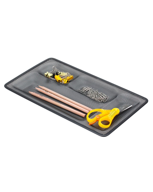 Organizador sobremesa bandeja metalica q-connect rejilla negra con 4 departamentos 315x20x175 mm