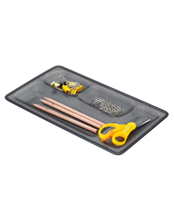 Organizador sobremesa bandeja metalica q-connect rejilla negra con 4 departamentos 315x20x175 mm