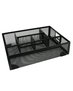 Organizador sobremesa q-connect kf17291 bandeja metalica rejilla negra con 6 departamentos 235x183x65 mm