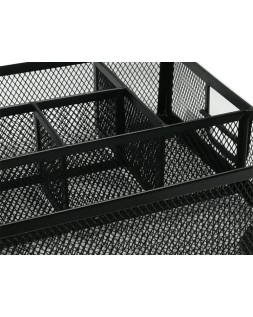 Organizador sobremesa q-connect kf17291 bandeja metalica rejilla negra con 6 departamentos 235x183x65 mm