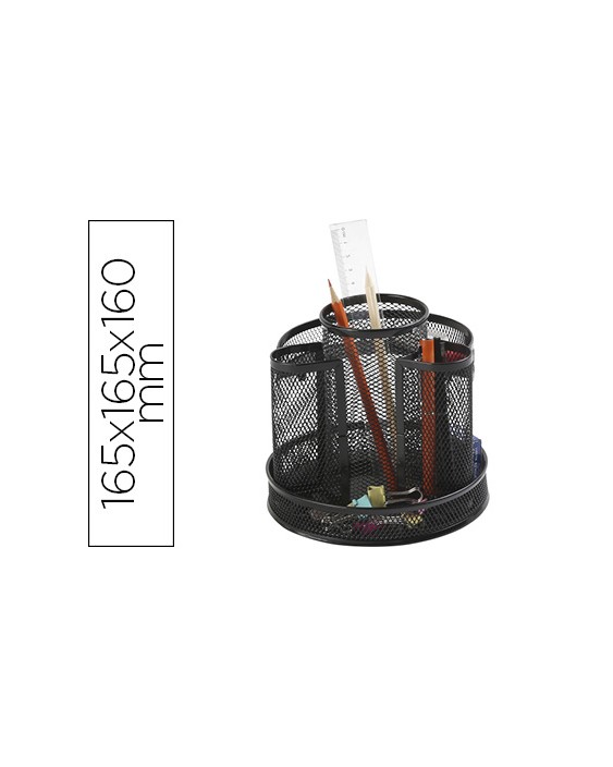 Organizador sobremesa q-connect kf17294 metalico giratorio rejilla negra 165x165x160 mm