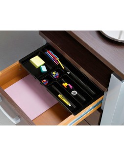Bandeja organizadora q-connect de cajones color negro 344x160x33 mm