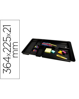 Bandeja organizadora q-connect de cajones color negro 364x225x21 mm