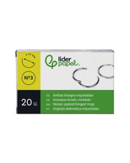 Anilla bisagra liderpapel niquelada n.3 diametro 35 mm caja de 20 unidades