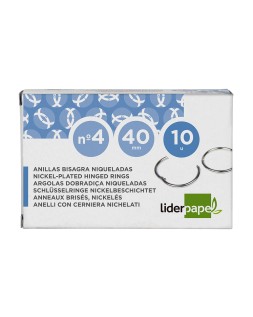 Anilla bisagra liderpapel niquelada n.4 diametro 40 mm caja de 10 unidades