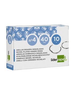 Anilla bisagra liderpapel niquelada n.4 diametro 40 mm caja de 10 unidades