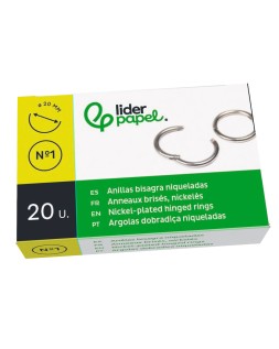 Anilla bisagra liderpapel niquelada n.1 diametro 20 mm caja de 20 unidades