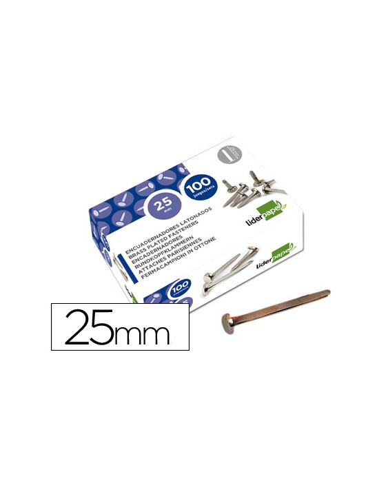 Encuadernadores liderpapel niquelados n.5 25 mm caja de 100 unidades