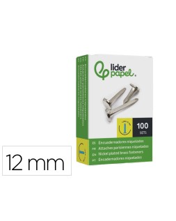 Encuadernadores liderpapel niquelados n.0 12 mm caja de 100 unidades