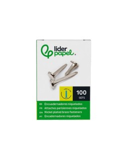 Encuadernadores liderpapel niquelados n.0 12 mm caja de 100 unidades