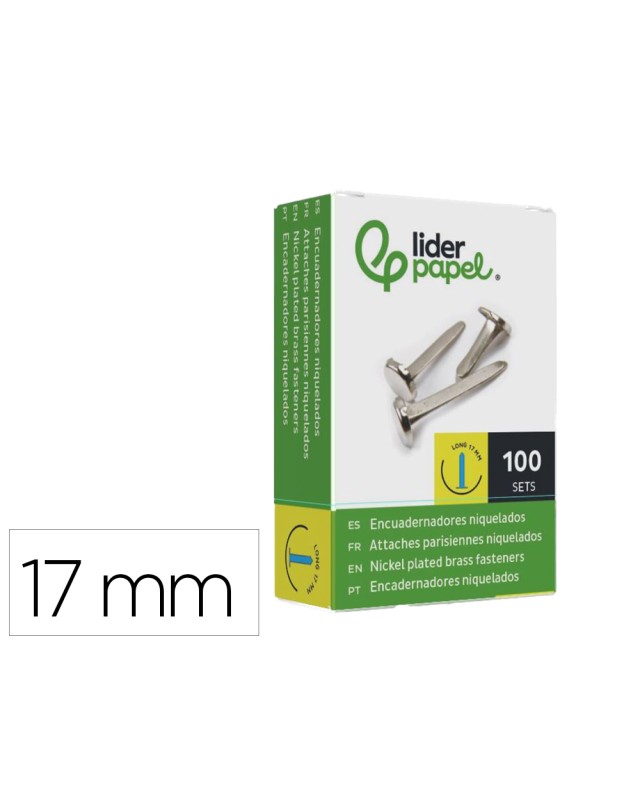 Encuadernadores liderpapel niquelados n.2 17 mm caja de 100 unidades