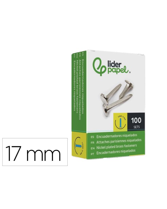 Encuadernadores liderpapel niquelados n.2 17 mm caja de 100 unidades