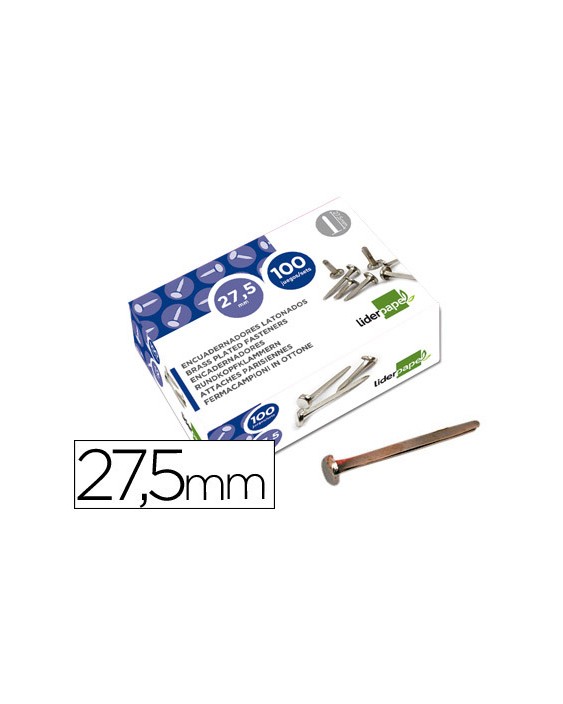 Encuadernadores liderpapel niquelados n.6 27,5 mm caja de 100 unidades