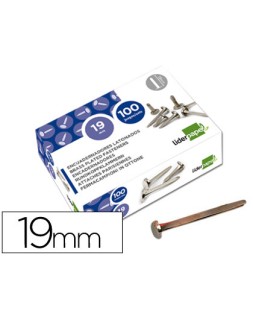 Encuadernadores liderpapel niquelados n.3 19 mm caja de 100 unidades