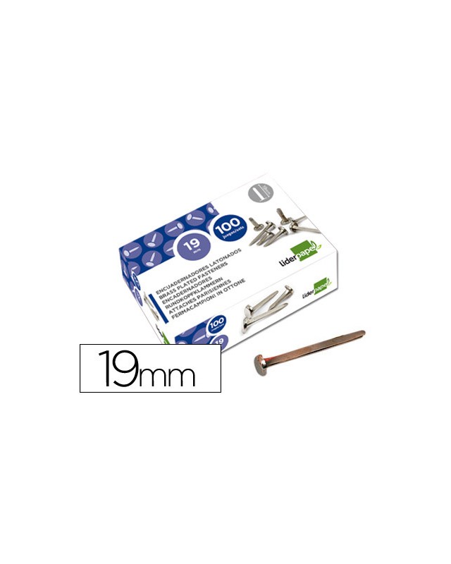 Encuadernadores liderpapel niquelados n.3 19 mm caja de 100 unidades