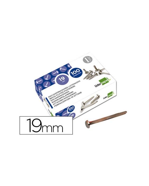 Encuadernadores liderpapel niquelados n.3 19 mm caja de 100 unidades