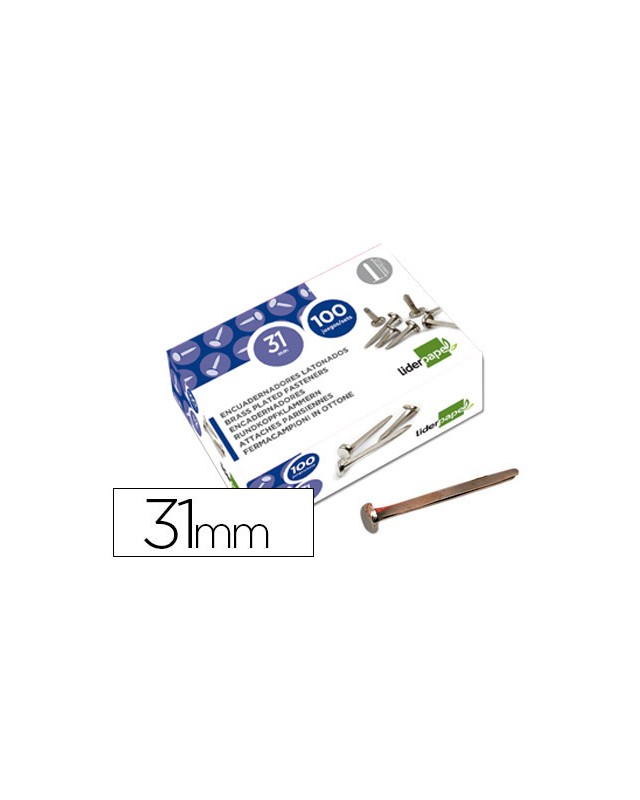 Encuadernadores liderpapel niquelados n.7 31 mm caja de 100 unidades