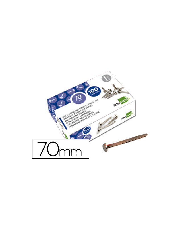 Encuadernadores liderpapel niquelados n.12 70 mm caja de 100 unidades