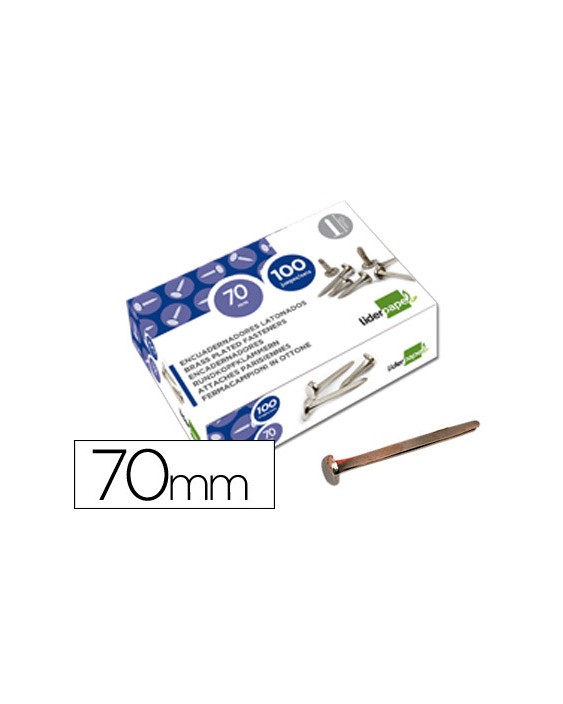Encuadernadores liderpapel niquelados n.12 70 mm caja de 100 unidades