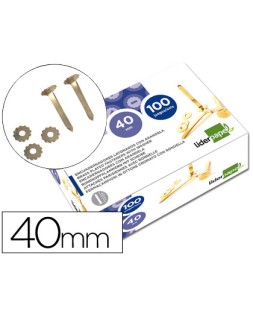 Encuadernadores liderpapel latonados con arandela 40 mm caja de 100 unidades