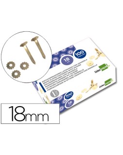 Encuadernadores liderpapel latonados con arandela 18 mm caja de 100 unidades