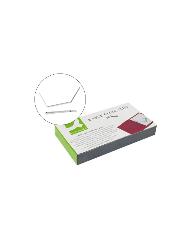 Encuadernador fastener q-connect plateado caja de 50 unidades
