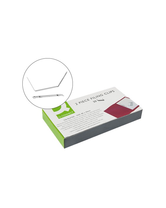 Encuadernador fastener q-connect plateado caja de 50 unidades