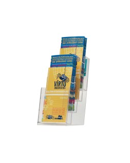 Expositor sobremesa q-connect metacrilato 1/3 din a4 para tripticos 4 compartimentos 110x155x265 mm