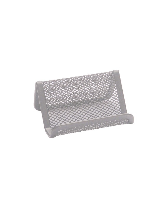 Portatarjetas q-connect metalico plata 11x7,5x5 cm