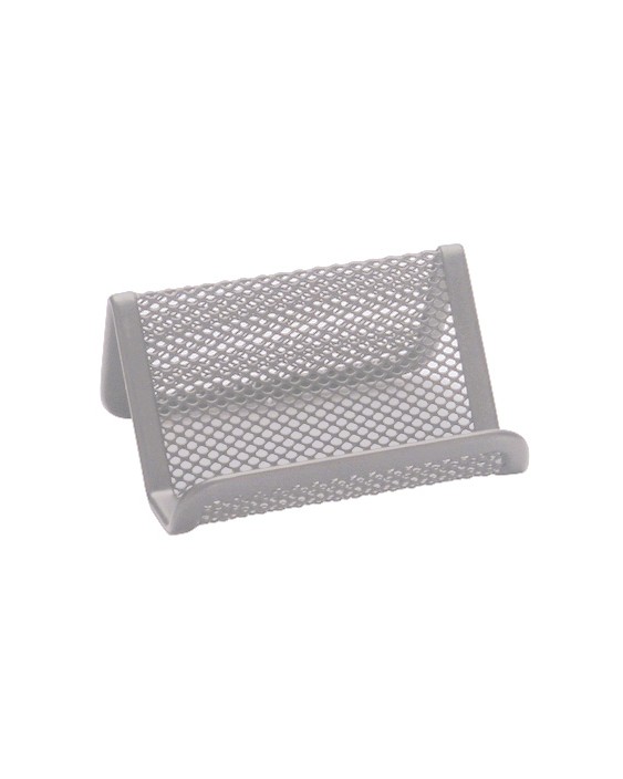 Portatarjetas q-connect metalico plata 11x7,5x5 cm