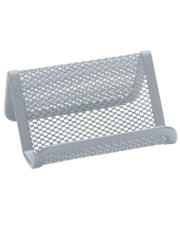Portatarjetas q-connect metalico plata 11x7,5x5 cm