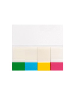 Banderitas separadoras q-connect 25x45 mm transparentes y color pack de 4 con 40 hojas