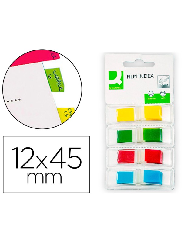 Banderitas separadoras q-connect dispensador 4 colores 35 hojas por color