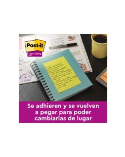 Bloc de notas adhesivas quita y pon post-it super sticky 152x101 mm con 45 hojas pack de 4 unidades colores neon